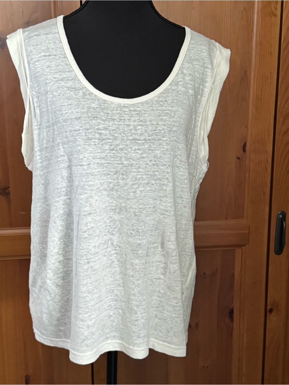 Banana Republic Ivory 100% Linen Slub Knit Sleeveless Top Size Large